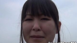 Japan lass wets her panties with pee outside on a pee TV