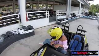 Sexy Thai teens get naked, ride go-karts, have sex on tracks, and get wild