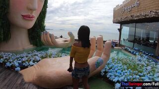 Thai babe whips out her snatch for a BBC pounding after mall date