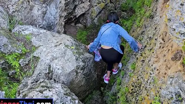 Cave exploration with big tits Thai MILF who is horny today (Joon Mali)